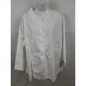 EUC Spirithouse white Button Down Top Size S/M Cotton Blend Long Sleeve Striped